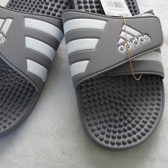 Adidas Adissage Slides Men’s Size 18 Gray White Massage Sandals New in Box‎ - Picture 6 of 7